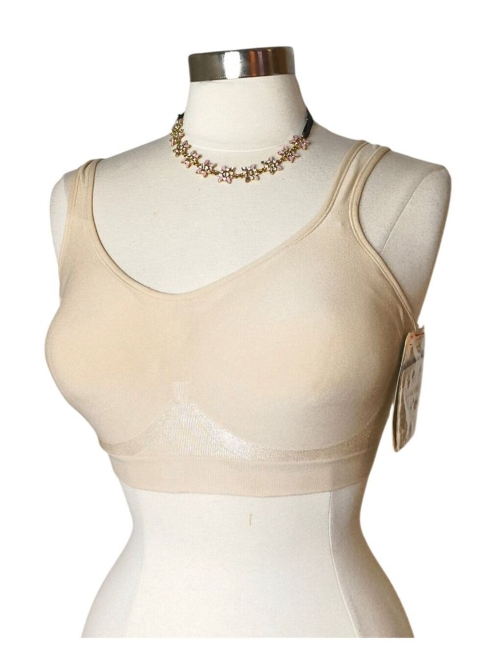 Truekind Womens XL Bra Seamless Wireless Longline Support Beige Extra Extension